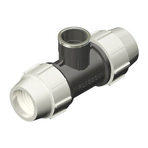 Plasson Mechanical Compression Fitting - 90 Degree Tee with Threaded Female Offtake