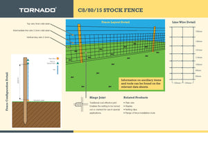 Tornado Wire 100M Rolls of C8/80/15 Mild Steel Stockfence Netting Fencing