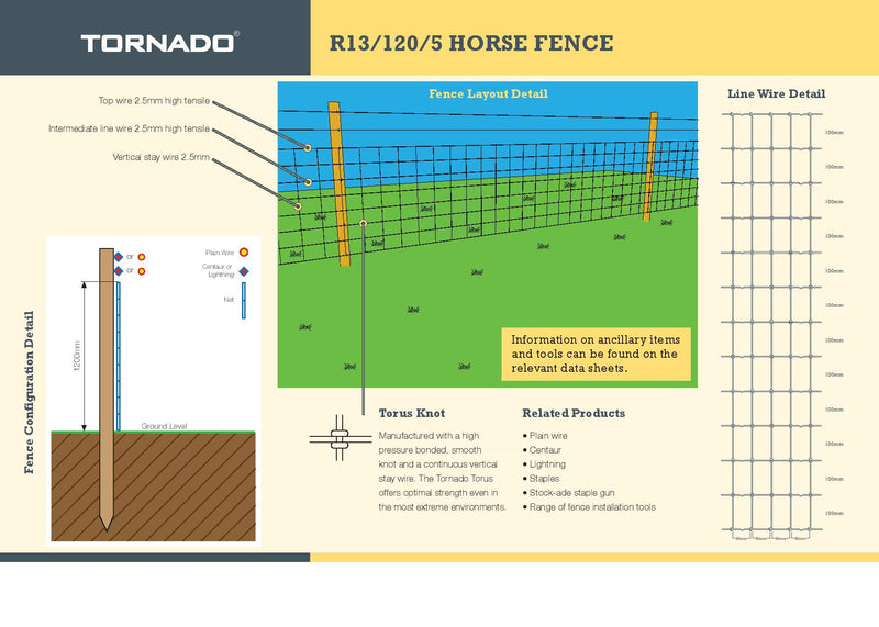 Tornado Wire 50M Roll of R13 120 5 High Tensile Horse Fence X