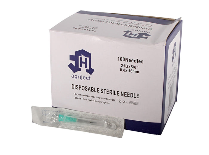 Agriject Poly Hub Needles - 21g x 5/8"