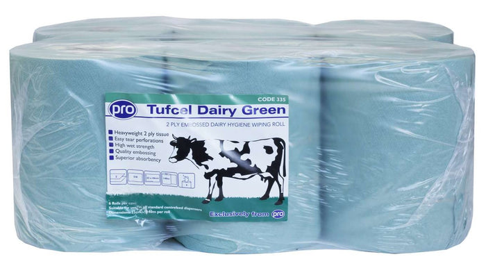 PRO Tufcel Dairy Green Centrefeed Roll 2 Ply 140m