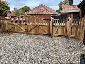 Open Slatted Convex Iroko TGV Gates