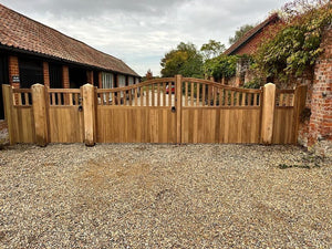 Open Slatted Convex Iroko TGV Gates