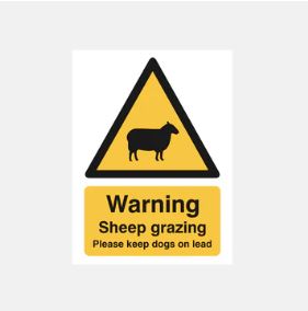 Warning Sheep Grazing Please Keep Dogs On Lead Sign 360x240x3mm Rigid Plastic