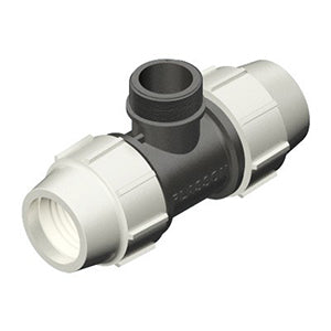 Plasson Mechanical Compression Fitting - 90 Degree Tee with Threaded Male Offtake