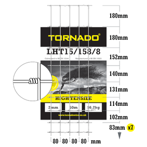 Tornado Wire 50 Meter Roll of LHT15/158/8 Poultry Fencing - Anti Predator Netting
