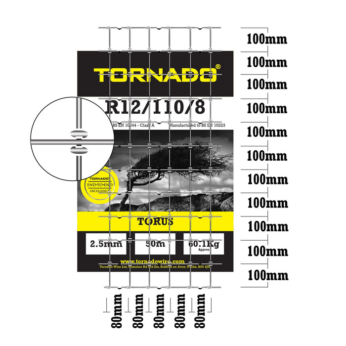 Tornado Wire 100M Roll of R12/110/8 High Tensile Horse Fence X Shaped Knot Equestrian