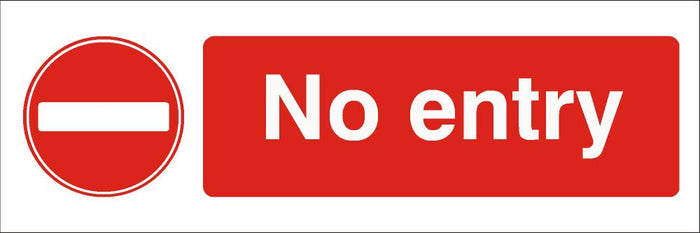 No Entry Sign 120x360x3mm Rigid Plastic