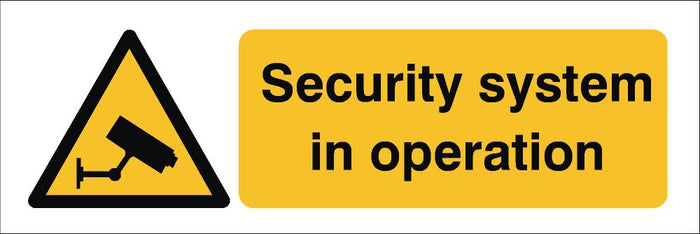 Security Systems In Operation Sign 120x360x3mm Rigid Plastic